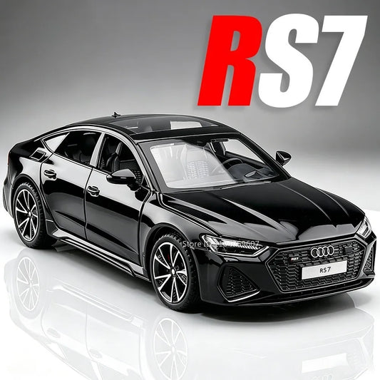 1:32 RS7 RS6 Miniature Car Toy Models Alloy Diecast Rubber Tires Doors Opened Exquisite Interior Pull Back Decoration Vehicles