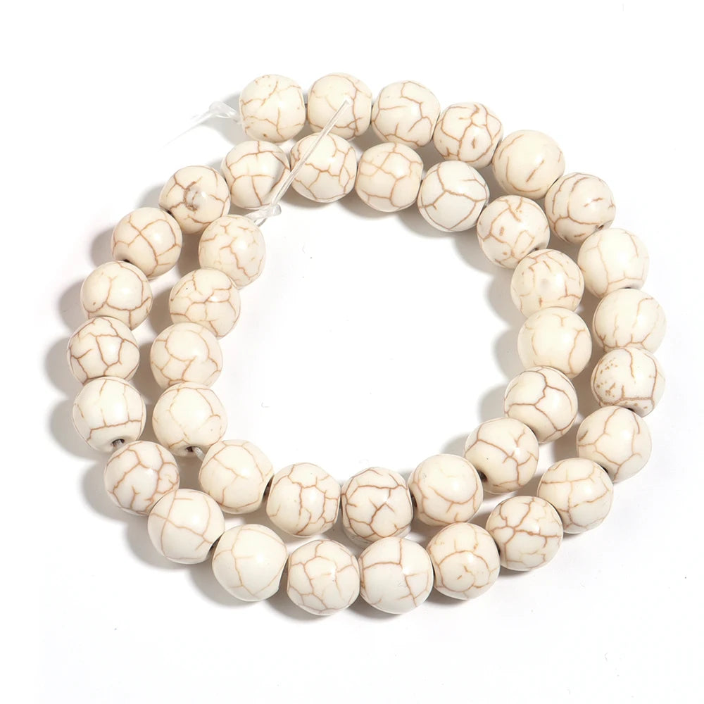 Natural White Turquoises Stone Beads 3-16mm Gemstone Spacer Bead for Jewelry Making DIY Bracelet Necklace Beaded Accessories