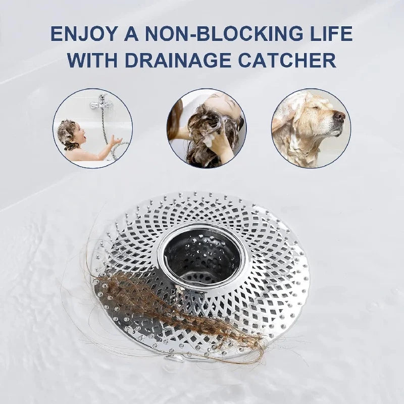 Detachable Drain Hair Catcher Catch Hair Alloy Shower Drain Hair Stopper Bathroom Sink Strainer Tub Drain Protector