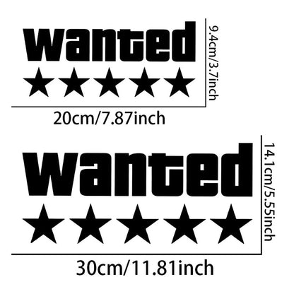 1PC Wanted Star Motorcycle Sticker Decoration DIY for Motorbike Fuel Tank Side Panel Car Electric Scooter Waterproof Vinyl Decal