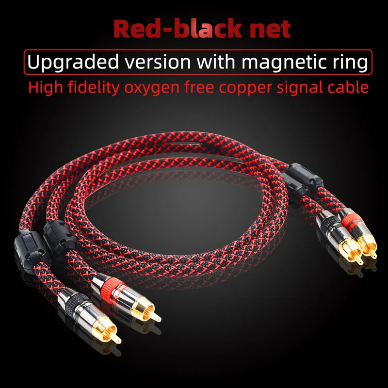Hi-Fi RCA Cable High Quality 4N OFC HIFI 2RCA-2RCA Male to Male Audio Cable Main Core Independent Shielding One Pair