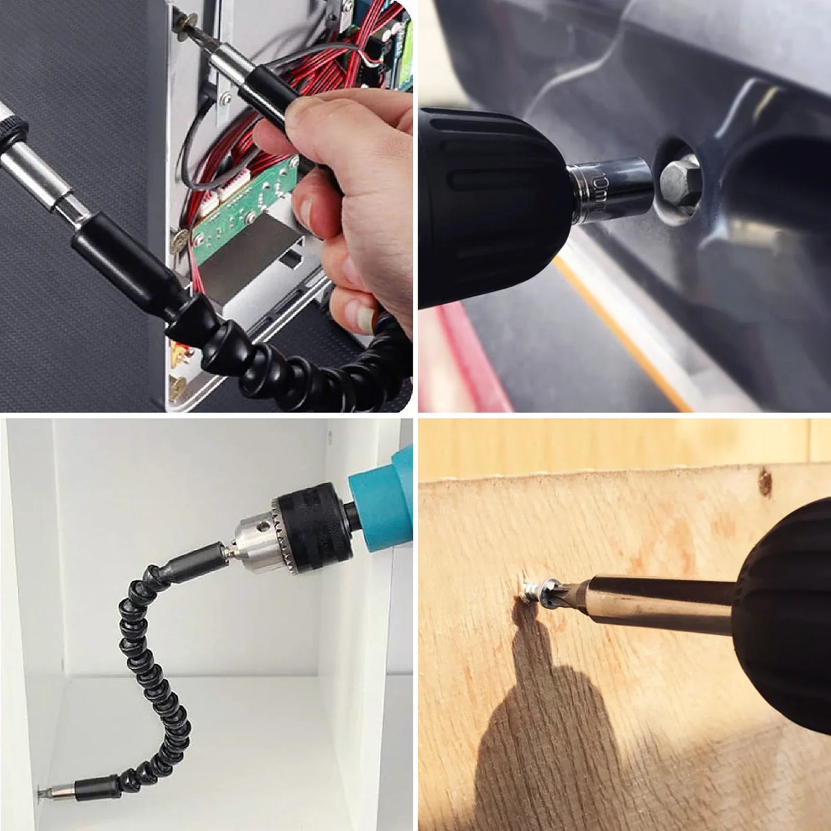 Flexible Extension Shaft Power Hand Tools Kit 3Pcs Electric Screw Driver Batch Head Set Hex Sockets Bits Usefull in Tight Corner