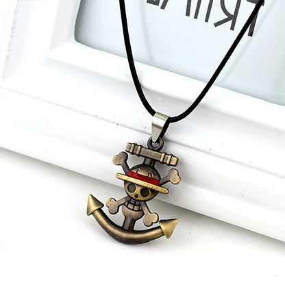 Anime One Piece Retro Ship Anchor Pirate Pendant Necklace for Men and Women Punk Personalized Jewelry Accessories Gift
