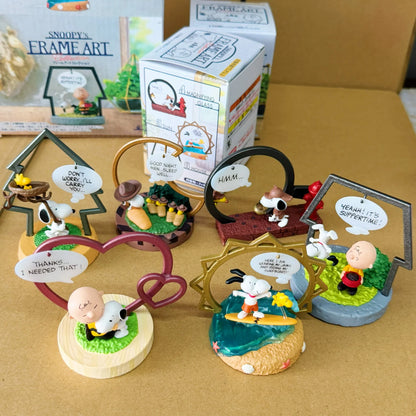 RE-MENT Snoopy Frame Art Collection Blind Box Mystery Toy Kawaii Anime Figure Accessories Desktop Decoration Miniature Ornament