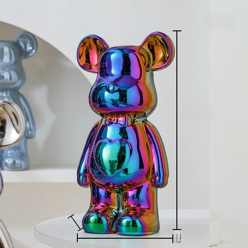 17/27/cm Aesthetic Bear Brick Ceramic Statue Teddy Bear Decor Action Figure Sculptures Ornament for Room Home Decoration Crafts
