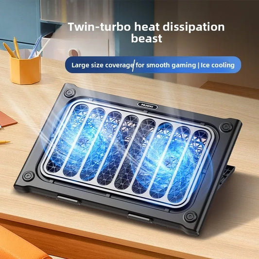 Laptop cooling pad, dual turbo fan, multi speed adjustment angle 12-17.3 inches, gaming laptop cooling bracket, two USB ports