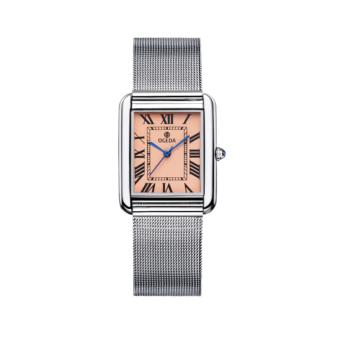 OGEDA Waterproof Couple Watches Casual Fashion Quartz Stainless Steel Leather Strap Square Dial Men's And Women's Lover Watch