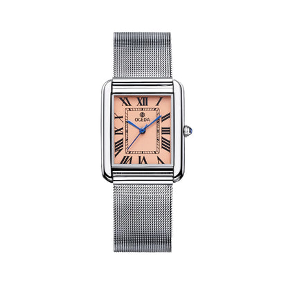 OGEDA Waterproof Couple Watches Casual Fashion Quartz Stainless Steel Leather Strap Square Dial Men's And Women's Lover Watch