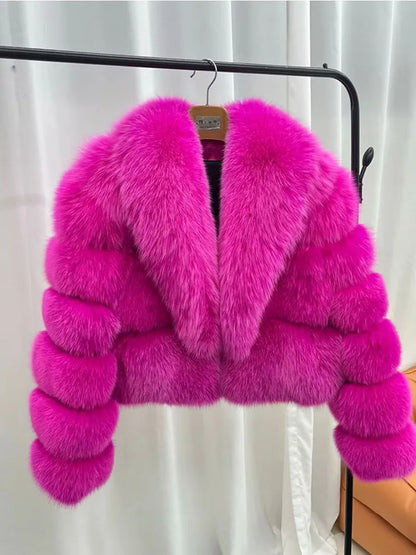 ZADORIN Luxury Big Collar Spliced Cropped Faux Fur Coat Woman Clothing Thicken Furry Faux Fur Jacket Winter Fur Coats Top Mujer