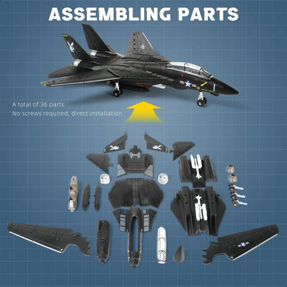 1:72 Scale F-14 Tomcat Fighter Jet Quick Build Model Kit Plastic Millitary F14 Airplane Assembly Aircraft Model with Stand Gift