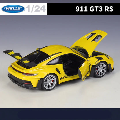 Welly 1:24 Porsche 911 GT3 RS Alloy Sports Car Model Diecast Metal Track Racing Vehicles Car Model High Simulation Kids Toy Gift