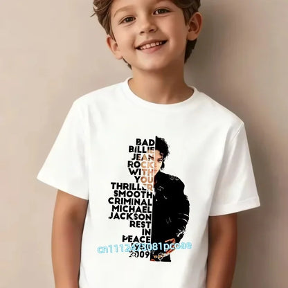 King of Pop Michael Jackson Children T-Shirt Cartoon Cotton Tops Kid Boy Girl MJ Tee Shirts Casual Clothes Birthday Gift 2026