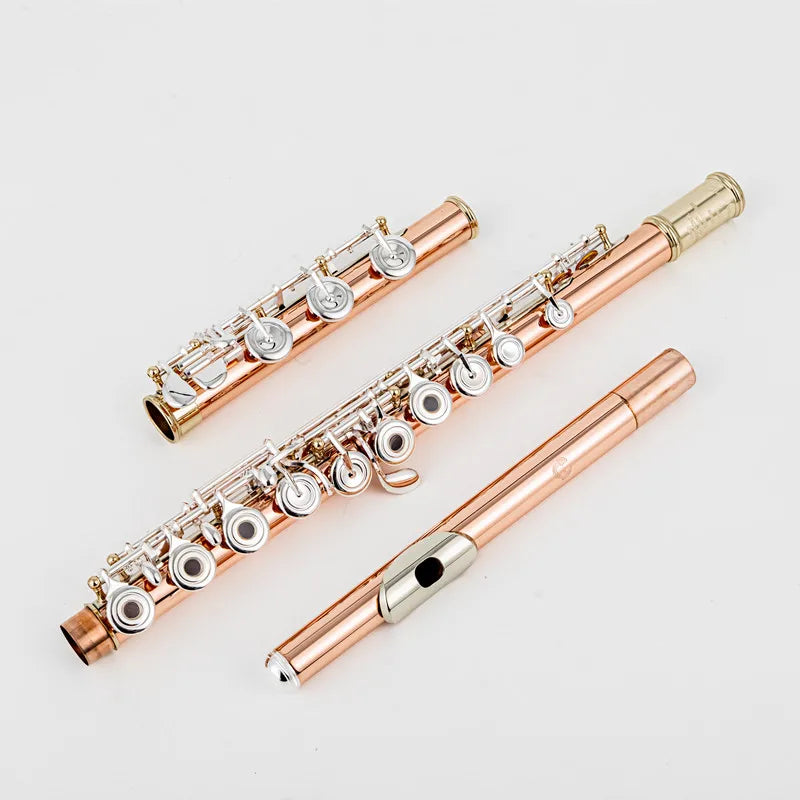 MURAMATSU Flute17-hole Holes C Key Professional Transverse Flute Concert Musical Instrument with Box Cleaning Cloth Stick Gloves