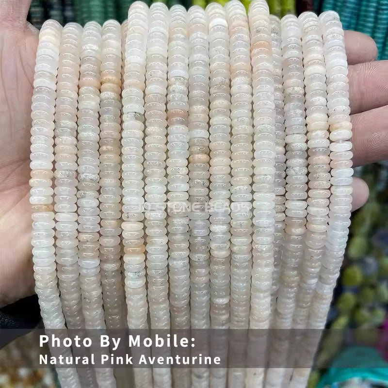 6x2mm Natural Stone Amethyst Pink Quartz Flat Rondelle Bead Smooth Loose Bead for Jewelry Making DIY Bracelet Necklace Accessory