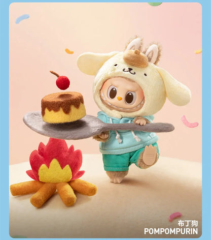 NEW POP MART The Monsters X Sanrio Family Labubu Hello Kitty Kuromi Vinyl Plush Doll Keychain Blind Box Kawaii Toys Kids Gift