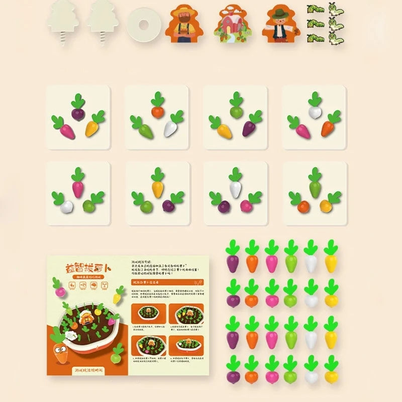 Baby Montessori Toys For Toddler Toys Educational Colorful Shape Toy Pull Carrot Set Counting Discouvery Toys For Kids Learning