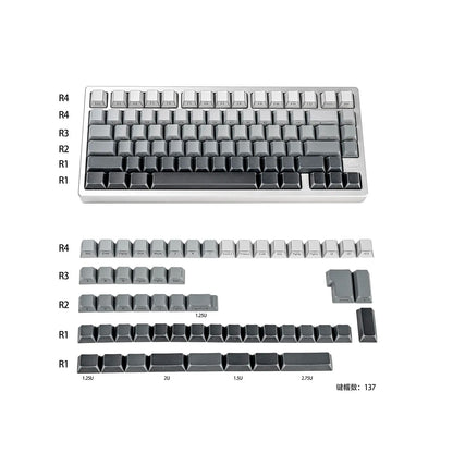 137 Keys Shadow Keycap Side Print Edge Backlit Keycaps Cherry Profile PBT Shine Through White Keycaps For MX Mechanical Keyboard