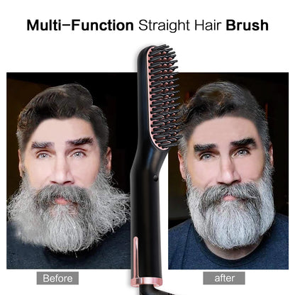 Hot Comb Straightener Heating Comb For Men Beard Electric Negative Ion Hair Straightening Brush Wet Dry Use Quick Hair Styler