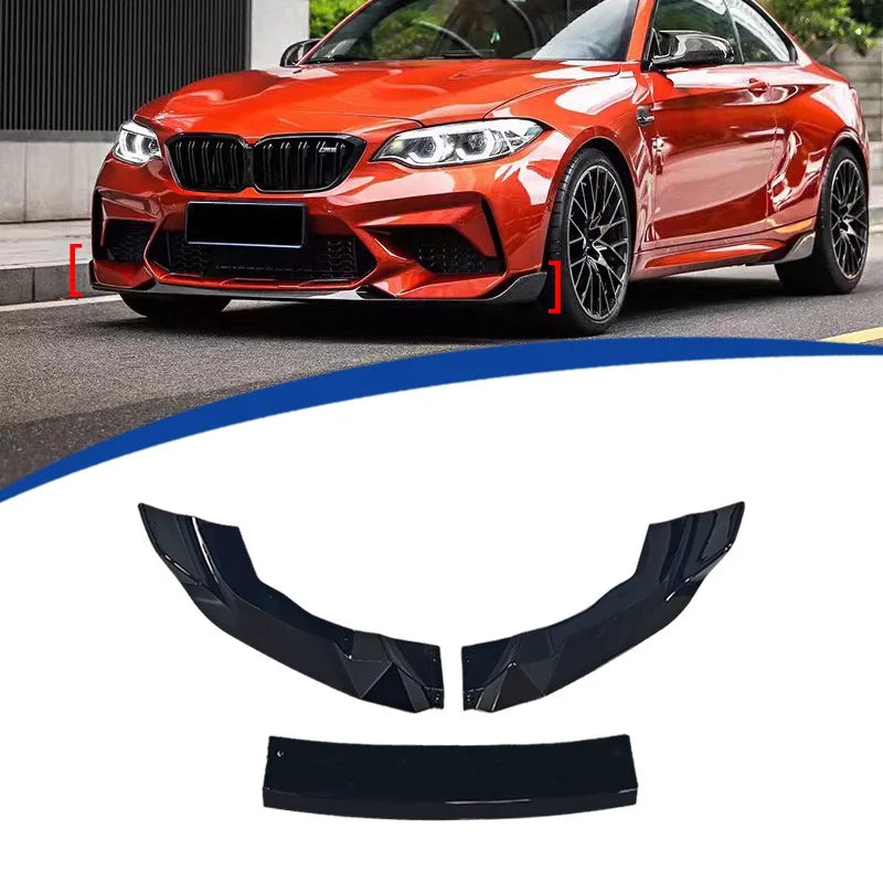 3pcs 2015 To 2021 For BMW F87 M2 CS Coupe MP Style Front Bumper Lip Diffuser Spoiler Lip Bumper Guard Splitter Body Kit