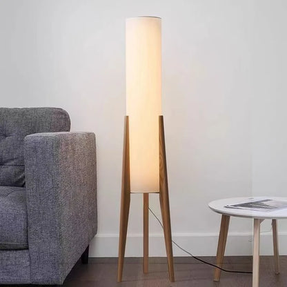 Nordic Retro Solid Wood Living Room Floor Lamp, Fabric Original Wood Floor Lamp, Room Decoration Lighting Floor Lamp