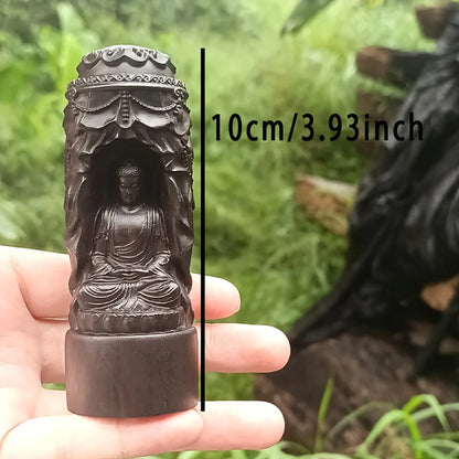 Wooden Buddha Statue of Vairocana, New Year Gift, Home Decor, Christmas Decoration, Meditation and Zen-Themed Offering Decoration, Eastern Art Collectible, Father's Day Gift, Creative Religious Cultural Crafts, Study Room and