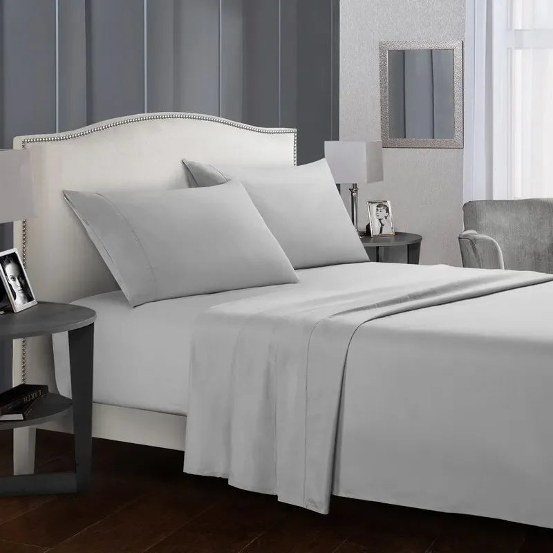 Solid Color Soft Brushed Bed Set Fitted Sheet Flat Sheet Pillowcase Bedding Set Bed Sheet Twin Full Queen CA King 3/4 Pieces