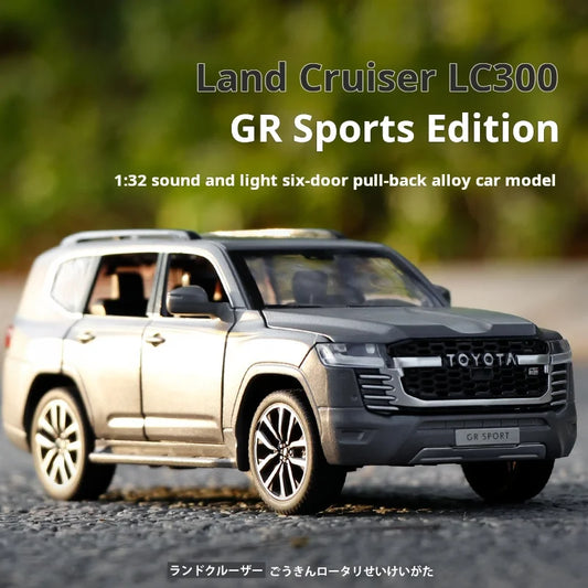 1:32 Land Cruiser LC300 GR Sport Alloy Car 6 Openable Doors Pull Back Toy Sound Light Diecast SUV Model Collectors Gift for Boys