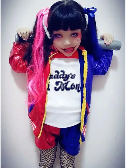 2026 N Top Quality Girls  Suicide Harley Cosplay Costumes  Monster Stitched Jacket Pants Sets Halloween Costume