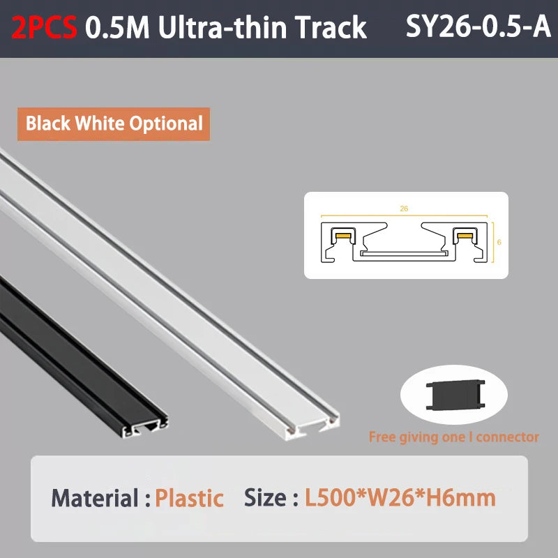 6MM Ultra Slim Magnetic Track Light Surface Mounted Ceiling Rail DC48V Modern LED Lamp Black White Magnet Rail Lamp Spotlight