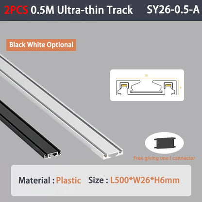 6MM Ultra Slim Magnetic Track Light Surface Mounted Ceiling Rail DC48V Modern LED Lamp Black White Magnet Rail Lamp Spotlight