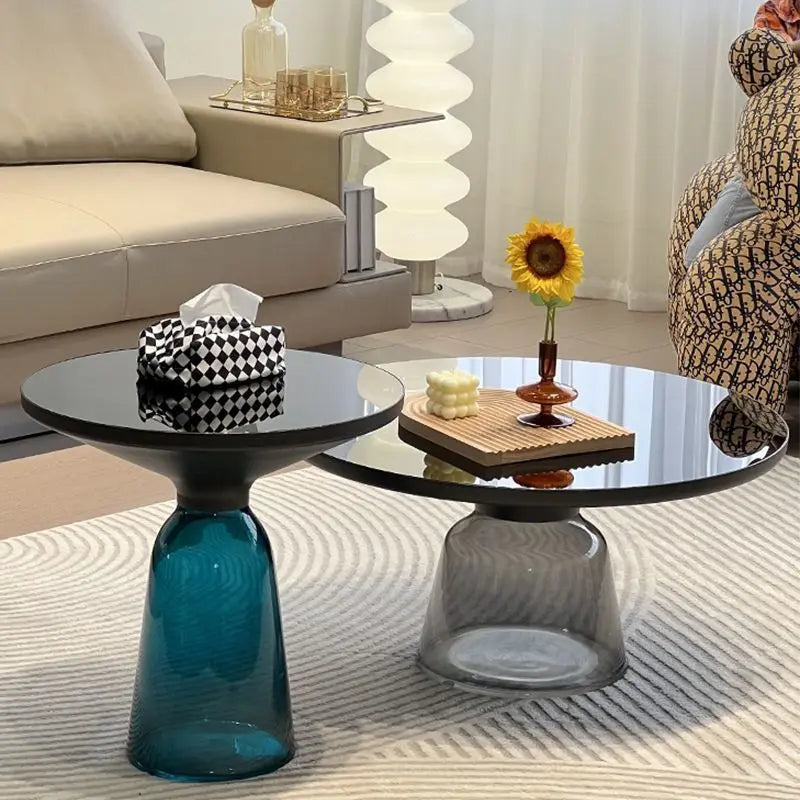Modern Light Luxury Glass Coffee Table Creative Living Room Balcony Colorful High-end Table on The New Nordic High-end