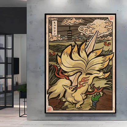 1pc frameless Canvas Paintings Retro Canvas Poster Prints Pokemon Gengar Blastoise Cartoon Character Picture Wall Art Home  Chil
