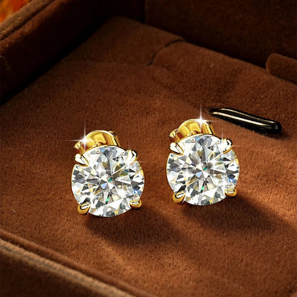 Abestecom VVS1 GRA 0.1ct-3.0ct Moissanite Earring D Color Lab Diamond Four Prong Single Stone Women Stud Earrings Jewelry Gift