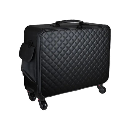 Professional Cosmetic Artist Trolley Case - Water-Resistant Oxford Cosmetic Organizer Featuring Multi-Layer Compartments Beauty