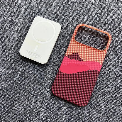 Slim Frameless Carbon Fibre Sunset PC For Magsafe Magnetic Case For iPhone 17 Air 16 Plus 15 14 13 12 Pro Max Shockproof Cover