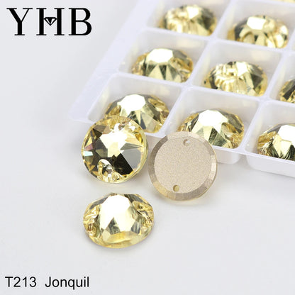 YHB Top Quality XIRIUS Glass Crystal AB Moonlight Sewing Stones Flatback Sew on Rhinestones For Garment Clothes Bags
