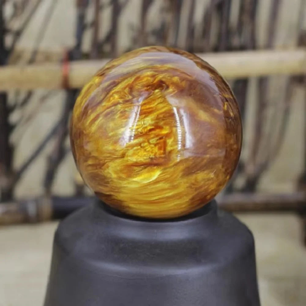 50MM Natural Resin Synthesis Golden Black Coral Sea Willow Beeswax Cure The Handball Ball collectible Gift