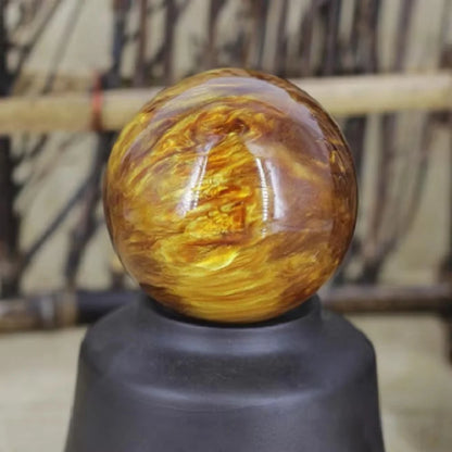 50MM Natural Resin Synthesis Golden Black Coral Sea Willow Beeswax Cure The Handball Ball collectible Gift