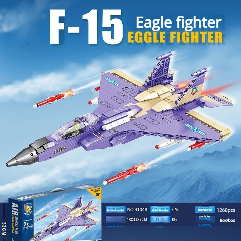 Air Force Military Theme Assembly Model J15 J20 Fighter Carrier-Based Aircraft Building Blocks Toy Gift For Boys
