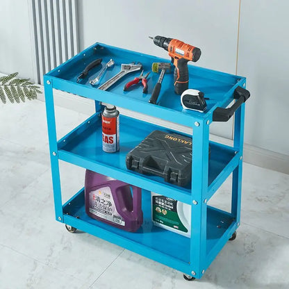 Auto Repair 3-Layer Tool Cart with Drawers Multi-Function Workshop Portable Mobile Parts Storage Cart
