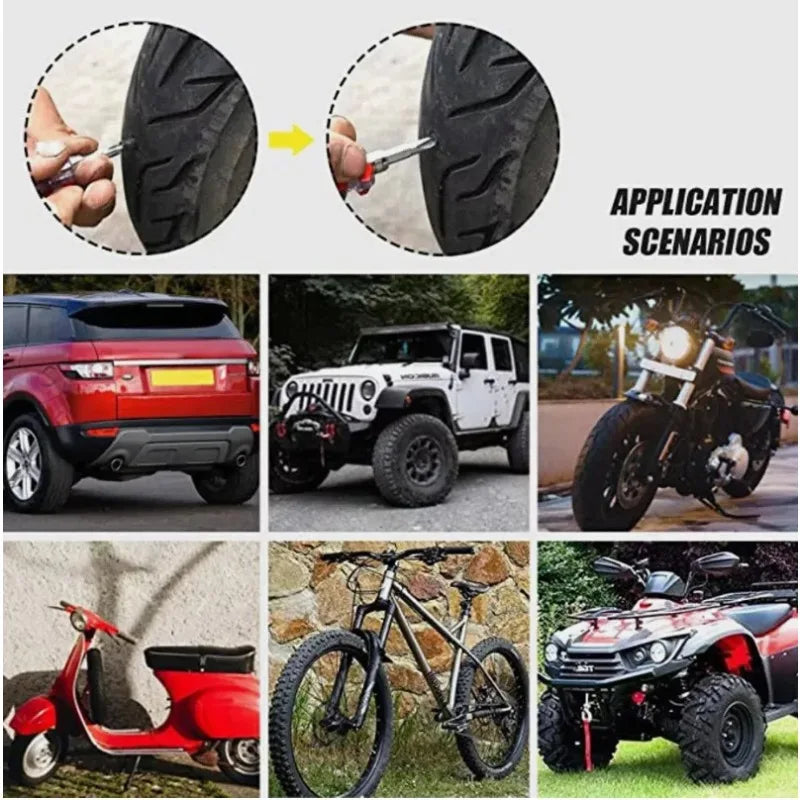 60pcs Tire Repair Kit with Screwdriver Storage Box DIY Flat Tire Repair Car Truck Motorcycle Home Bike Plug Patch Rubber Nails