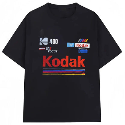 Kodak Summer Brand Men T-shirt Cotton Solid Color Daily Graphic Print Casual Breathable Short Sleeve Top Tees Women Clothing