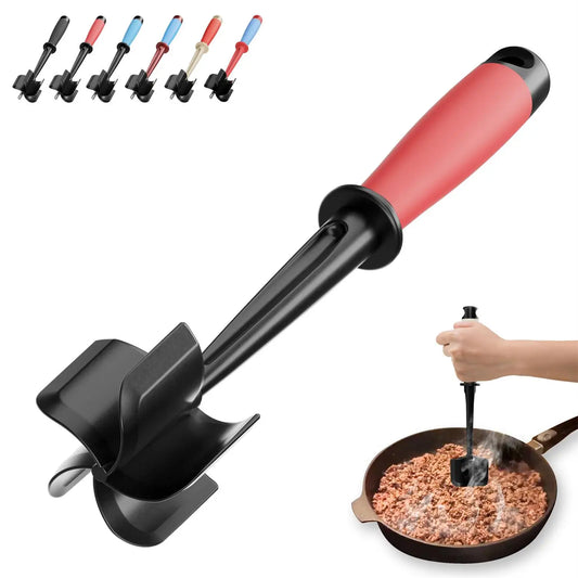 The New Design Nylon Meat Chopper for Ground Beef, Heat Resistant Meat Masher for Hamburger Meat, 5 Curved Blades