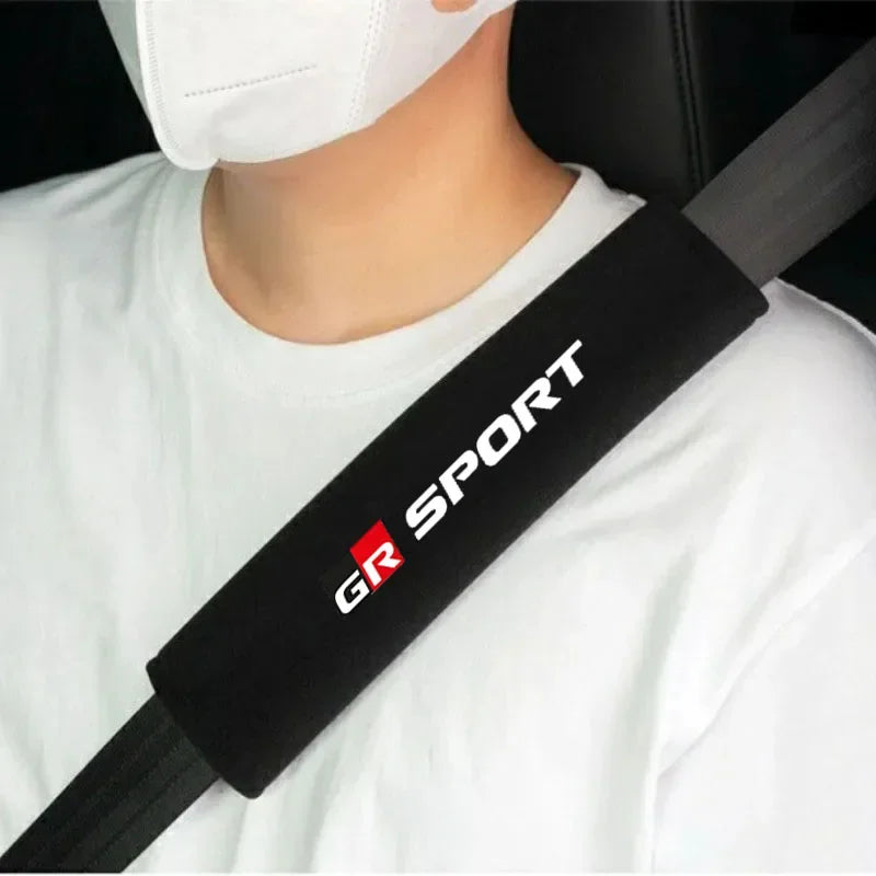 Fashionable Style 2Pcs Car Seat Belt Sleeve Cover Set for GR Sport Gazoo Racing Supra 86 RAV4 C-HR Auto Seatbelt Accessories
