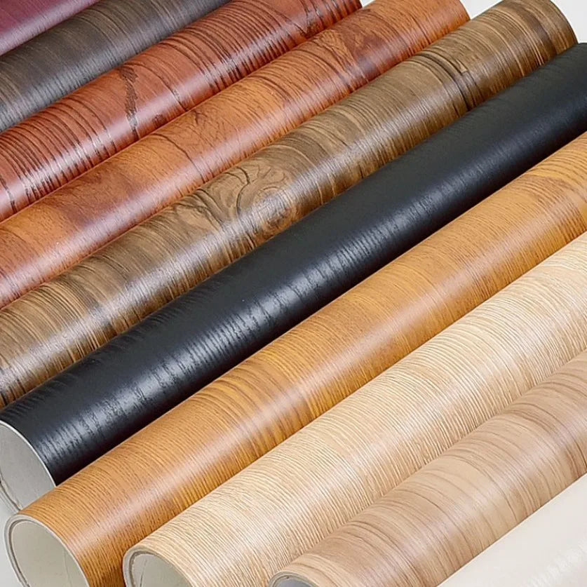 90CM Width Waterproof Self Adhesive Wood Grain Sticker Door Cabinet Desktop Modern Furniture Renovation Peel and Stick Wallpaper