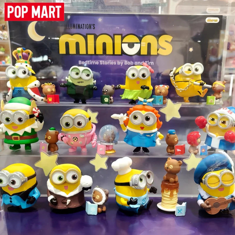 Hot Original POP MART Minions Bedtime Stories By Bob And Tim Series Blind Box Anime Figure Mystery Box Desktop Toy Surprise Gift