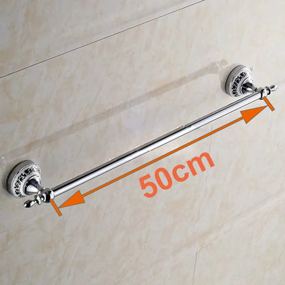 Luxury Towel Rack Wall Mounted Bathroom Accessories Set Ceramic Stainless Steel  Bath Hardware Sets Chrome Toilet Brush Holder
