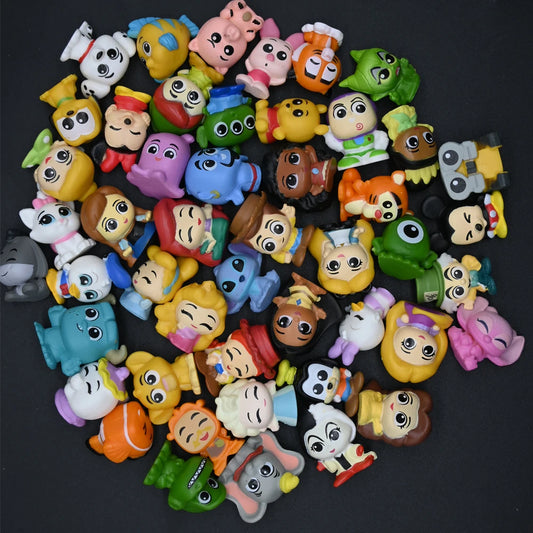 48Pcs/Set Kawaii Q Princess Figure Toy Mini Rapunzel Snow White Jasmine Mulan Ariel Micky PVC Figurine Toys Christmas Gift