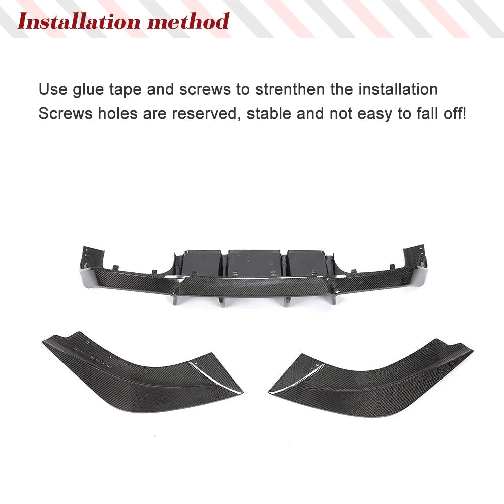 Carbon Fiber Car Rear Diffuser Lip For BMW F87 M2 M2C Competition 2016-2018 Car Rear Bumper Diffuser Lip Spoiler Splitters 3Pcs