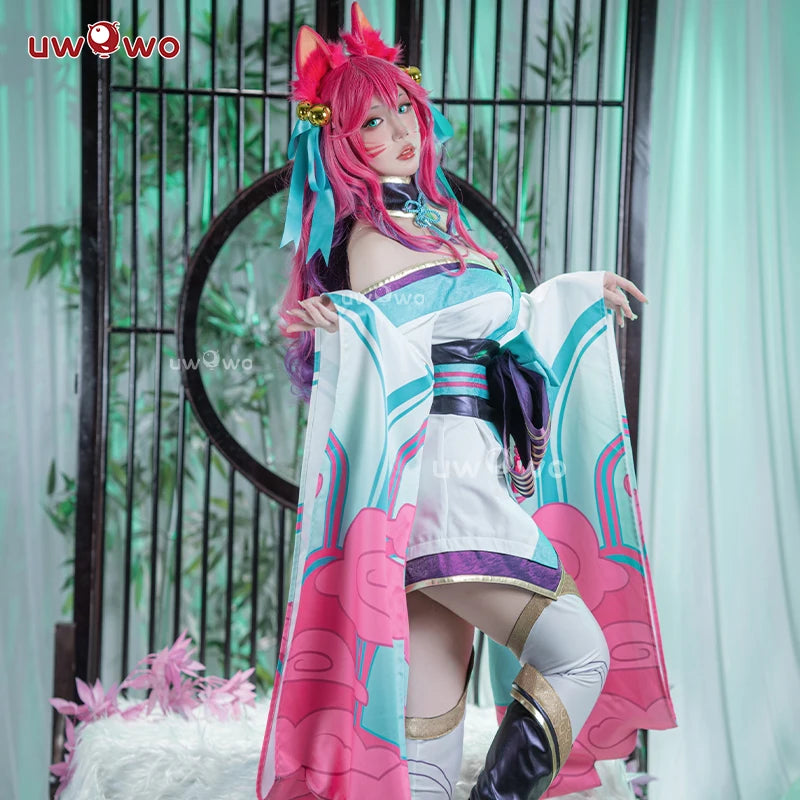 IN STOCK UWOWO Ahri Cosplay Costume Game Spirit Blossom Cosplay Ahri New The Nine-Tailed Foxx Halloween Oufit